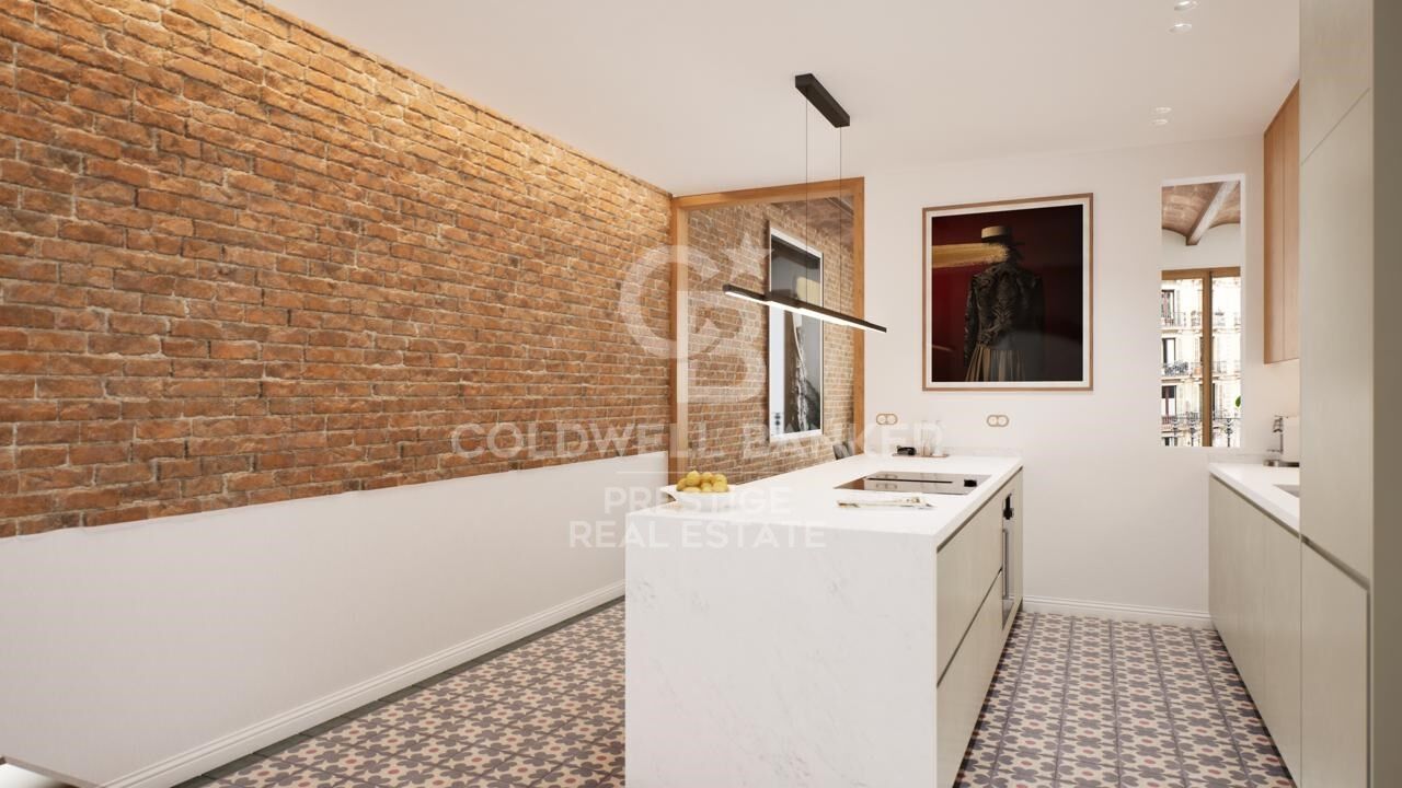 Dans un immeuble noble, neuf avec 3 chambres doubles,Barcelona