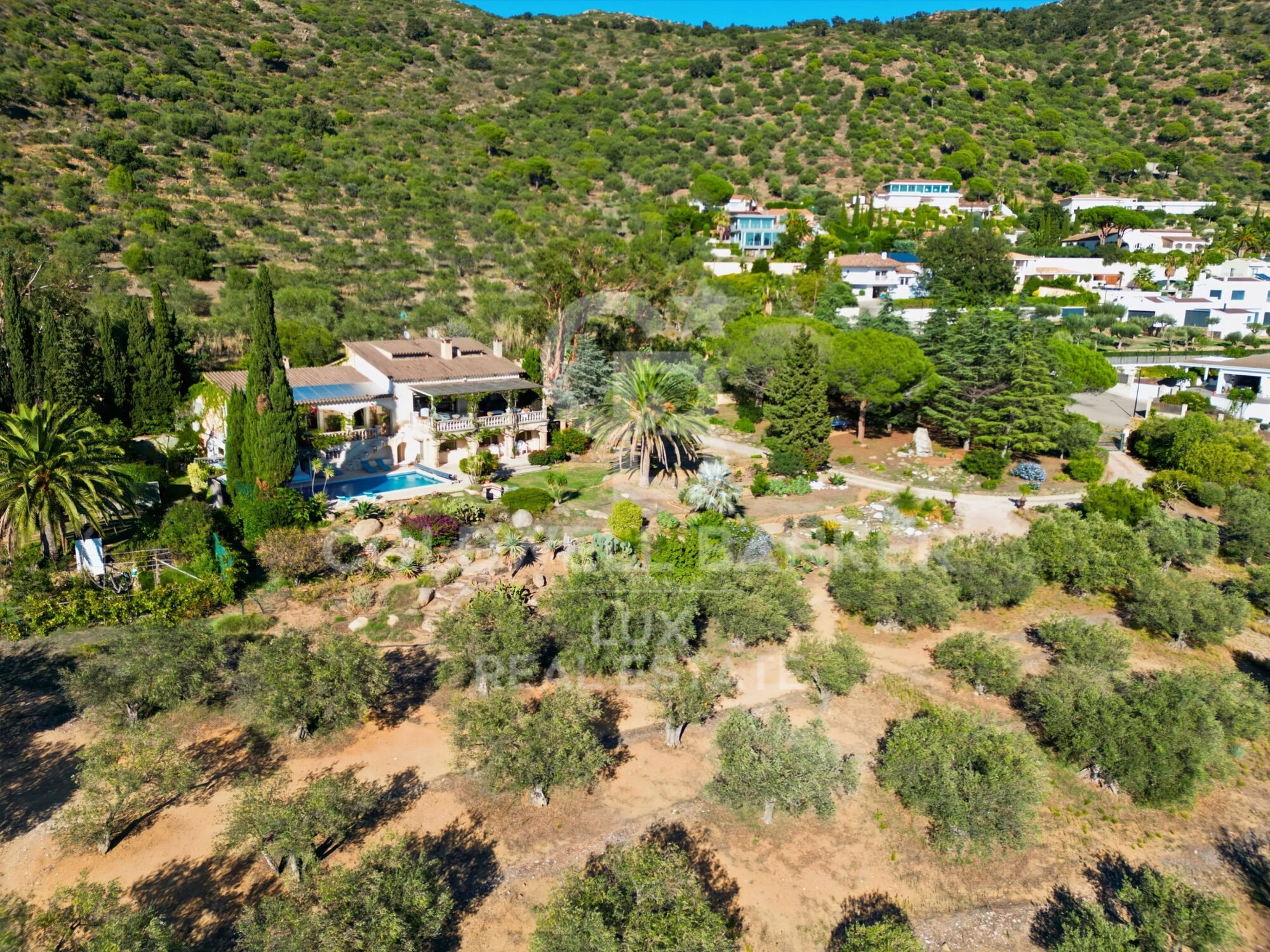 Villa méditerranéenne avec oliviers et vue panoramique à Els Olivars