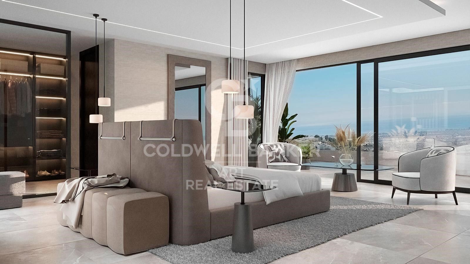 Spektakuläre zeitgenössische Villa mit Panoramablick auf das Meer in El Madroñal, Benahavís