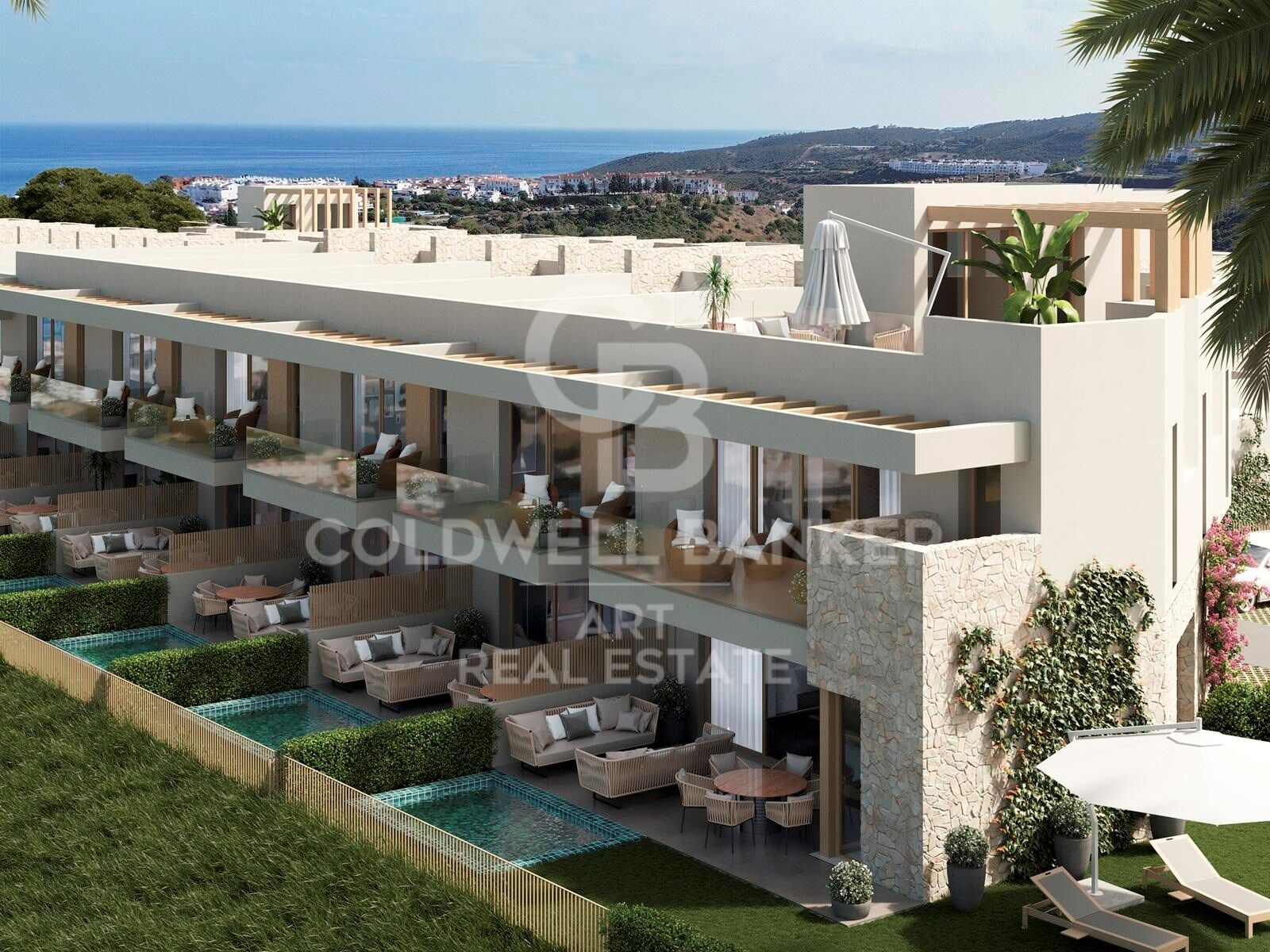 Maisons mitoyennes neuves avec vue sur la mer à Manilva