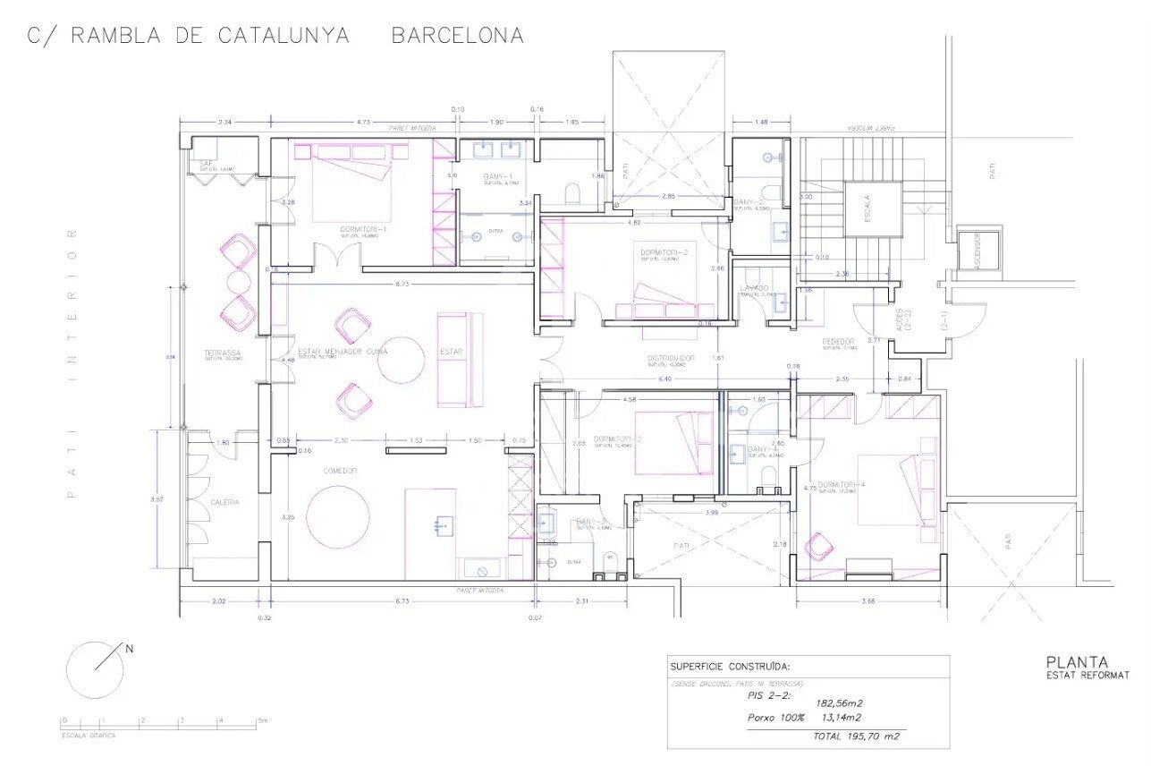 Appartement exclusif avec terrasse tout neuf sur la Rambla Catalunya