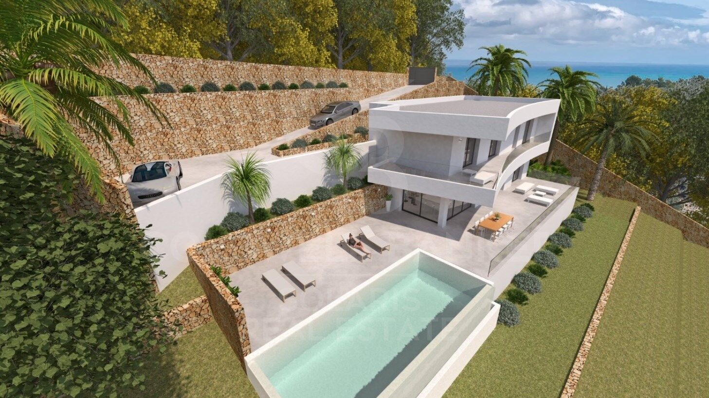 Villa Contemporánea con Amplias Terrazas y Conexión Perfecta entre Interior y Exterior