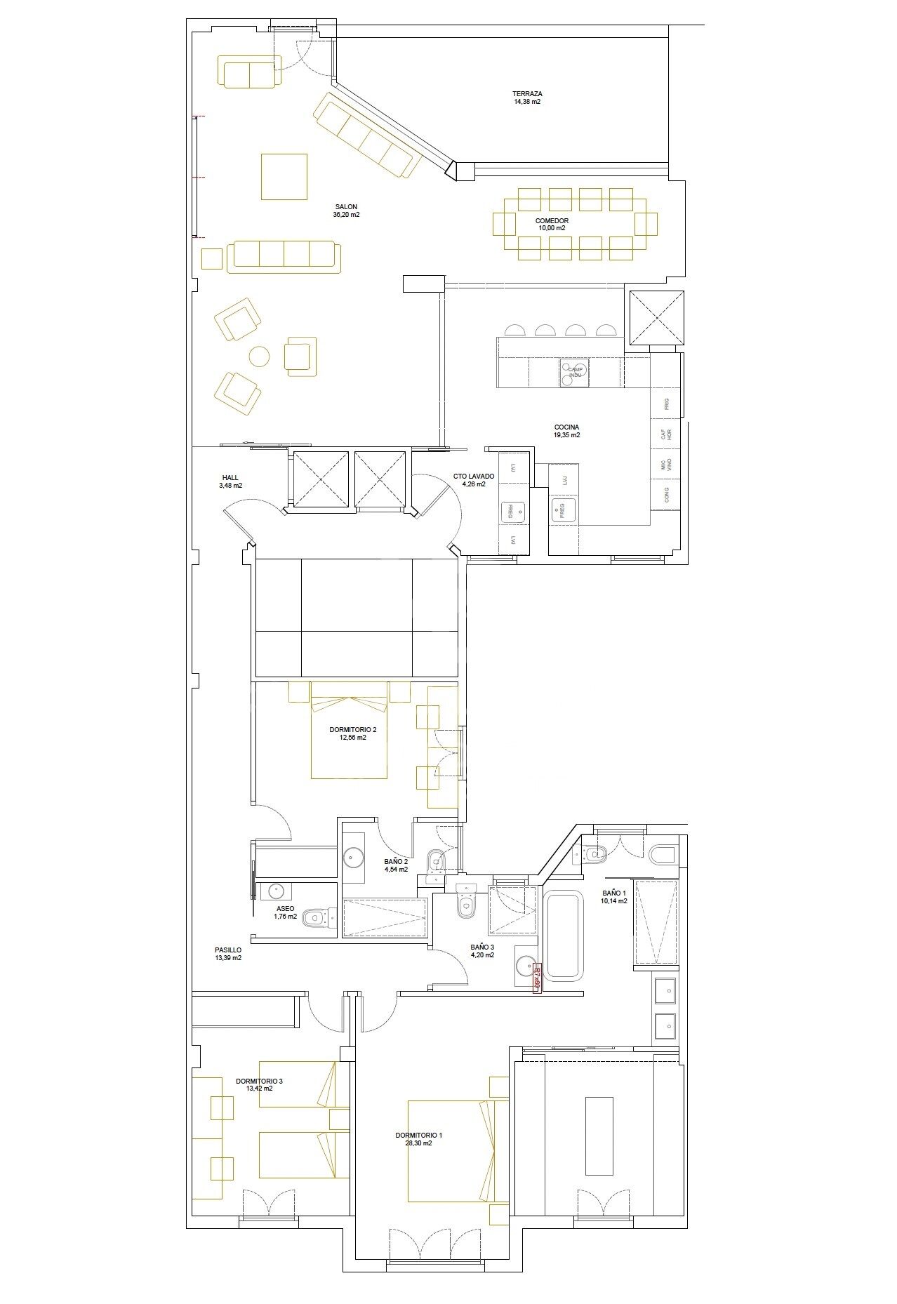 Penthouse rénové avec terrasse à Castellana, Madrid