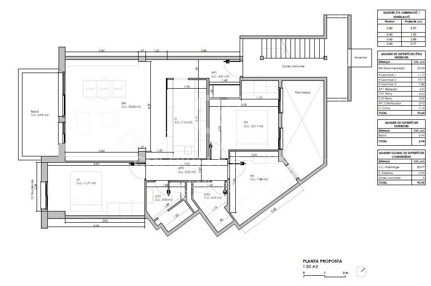Appartement rénové de 3 chambres à Les Corts