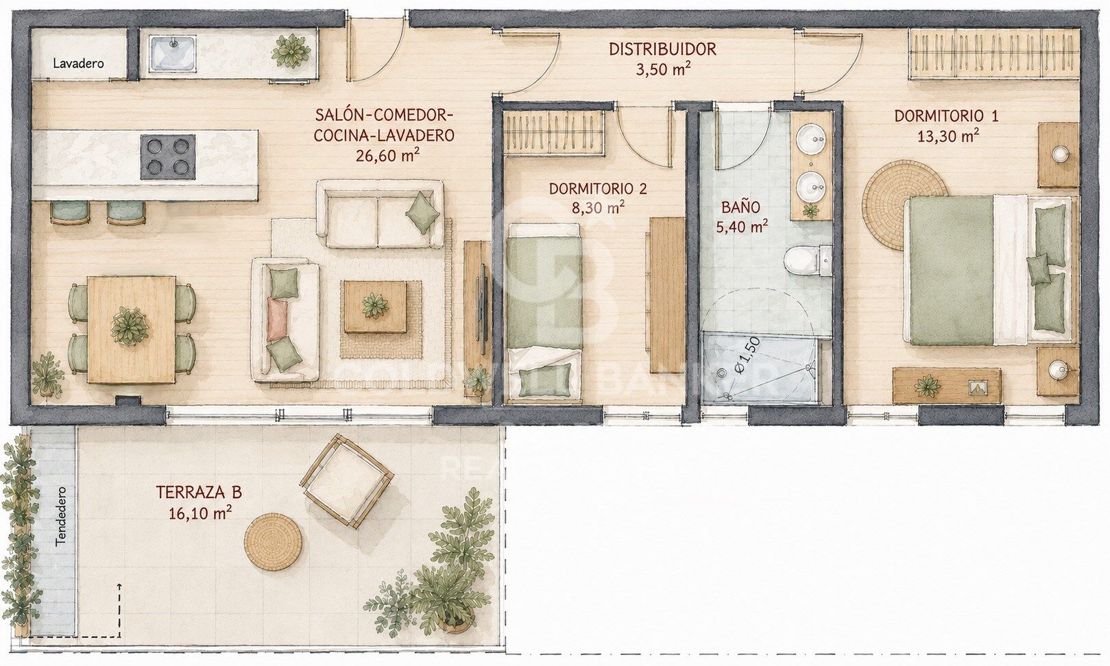 Neubau in O Burgo, Culleredo_A Coruña: Wohnungen mit Terrasse, Garage und Abstellraum