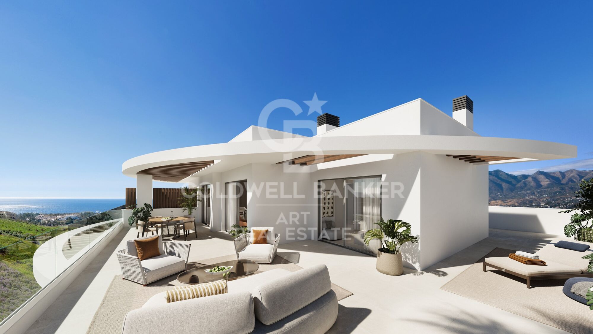 Nouveaux appartements avec vue sur la mer et la montagne à Mijas.