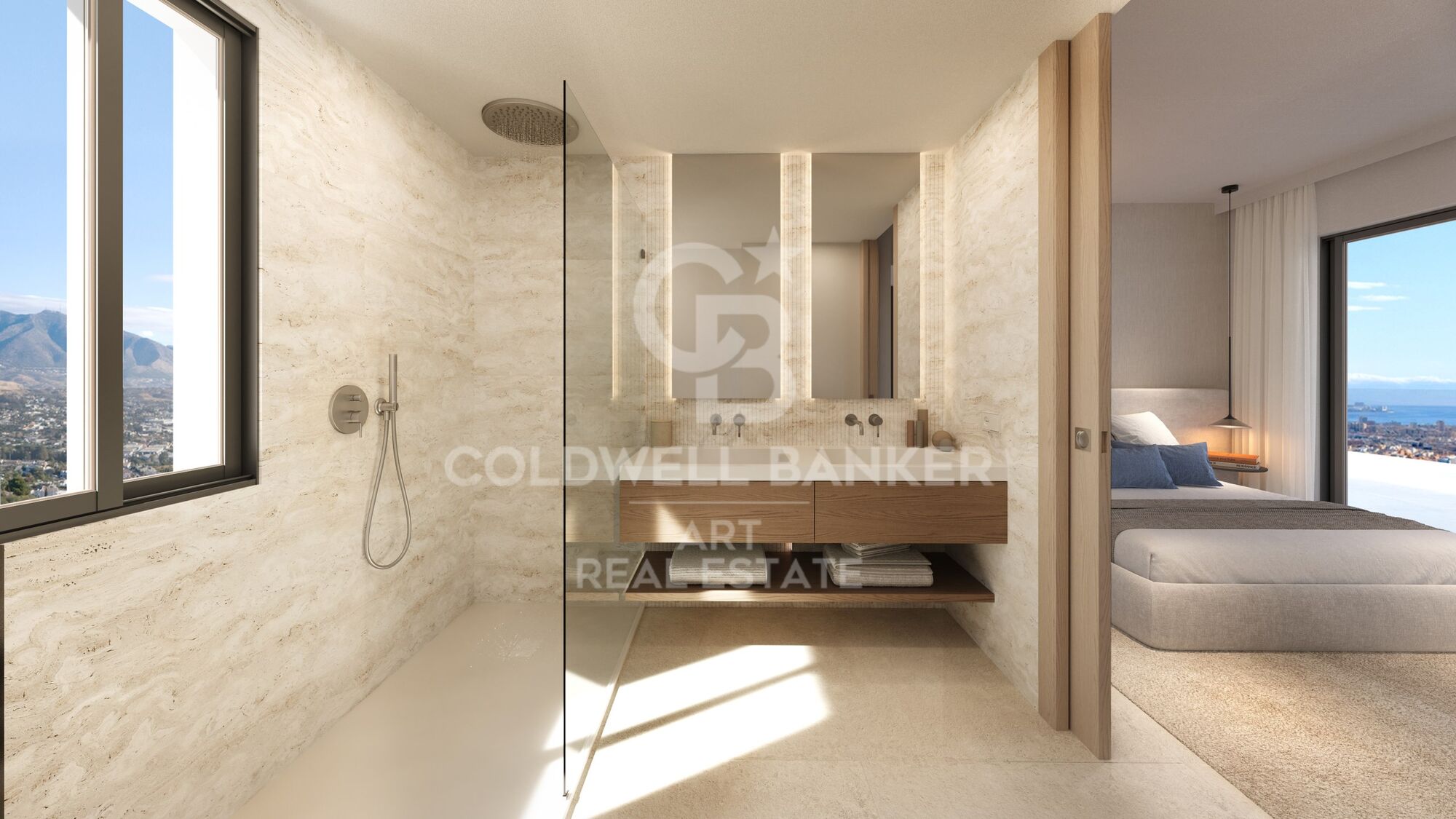 Nouveaux appartements avec vue sur la mer et la montagne à Mijas.