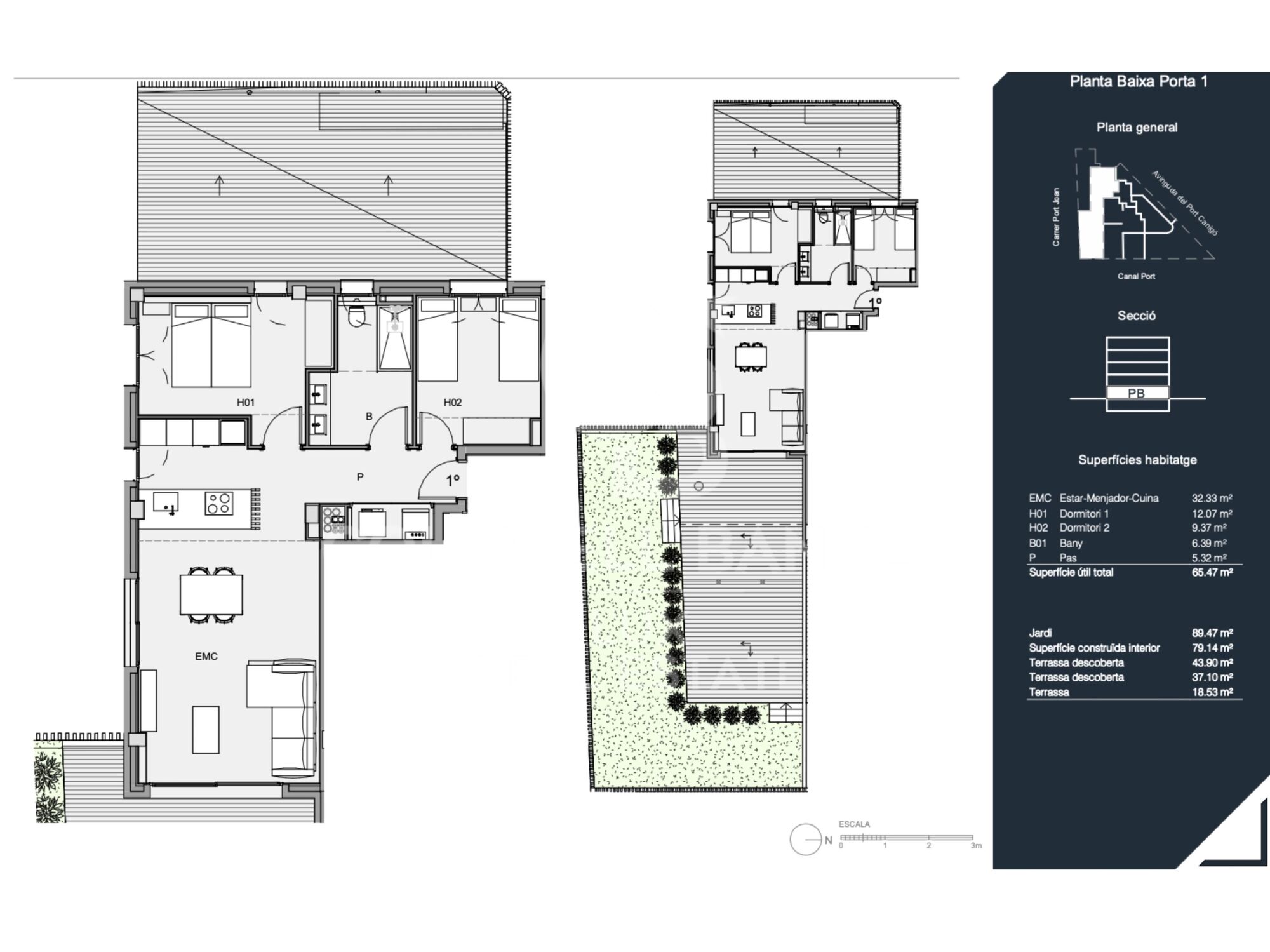 Unidad en planta baja de la promoción Port Joan