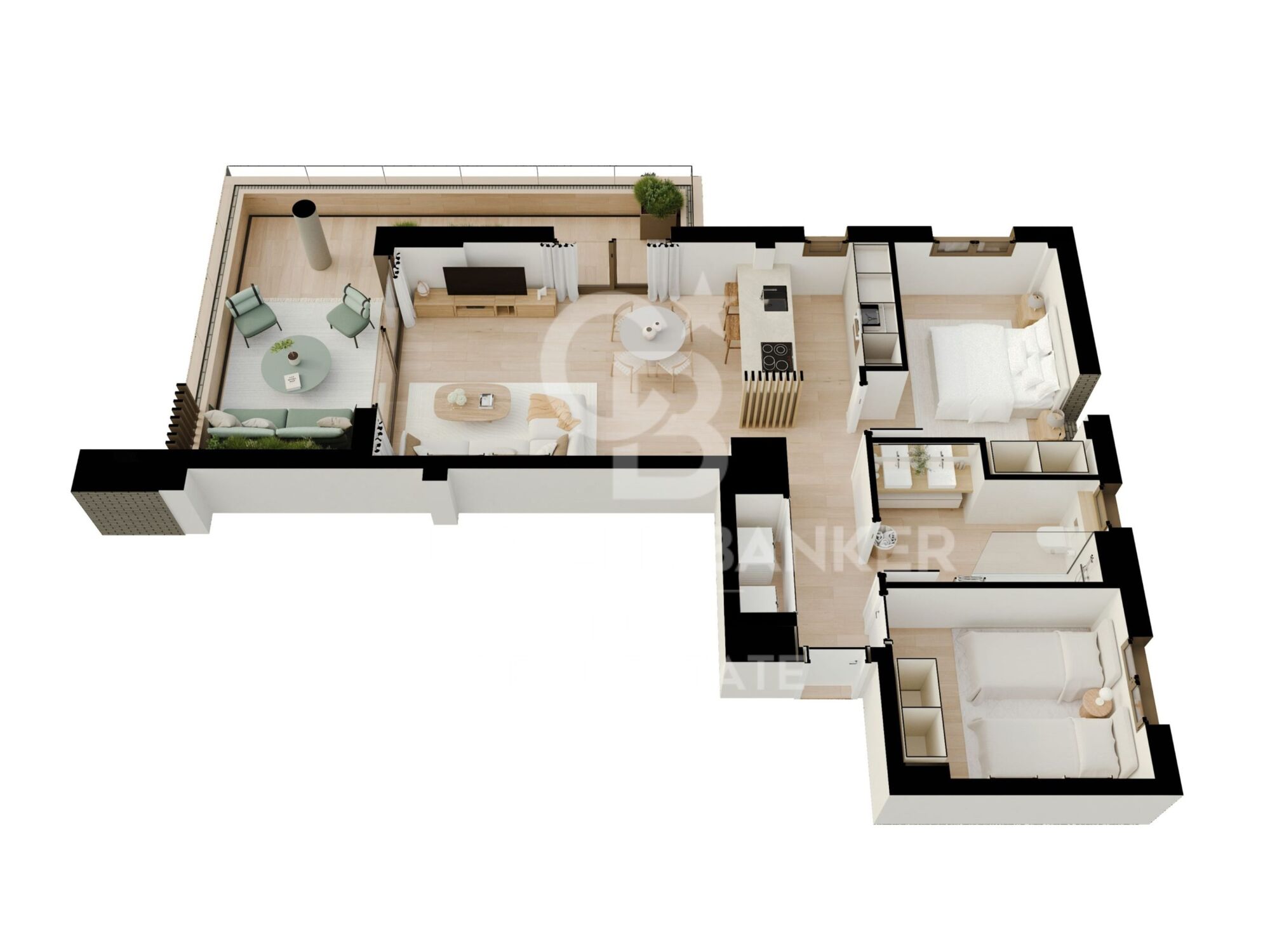 Apartamento con terraza y vistas al canal, obra nueva en Santa Margarita