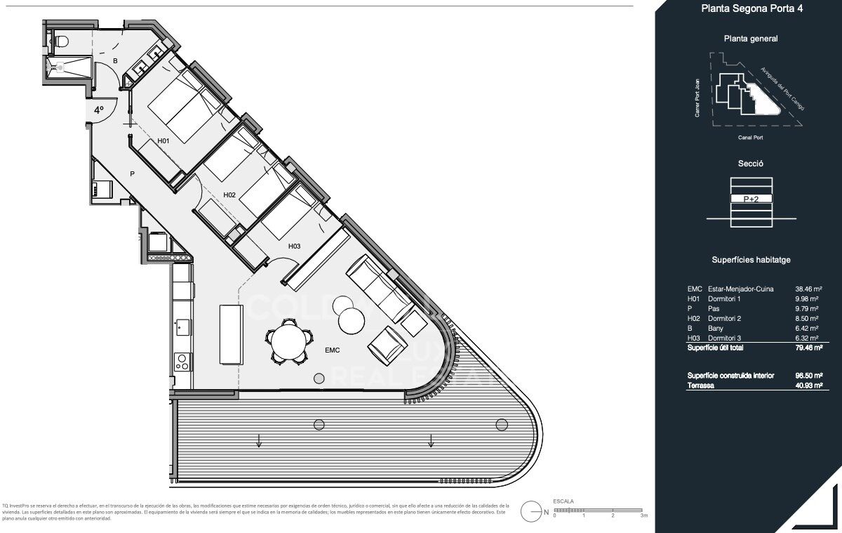 Apartment with 3 bedrooms and large terrace facing the canal, Roses