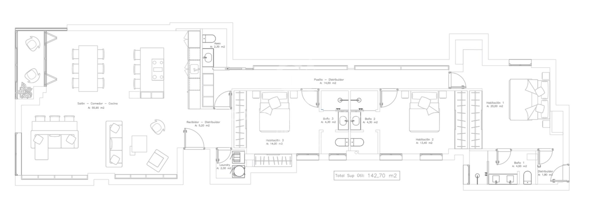 Appartement extérieur rénové avec place de parking et débarras à Castellana, Madrid