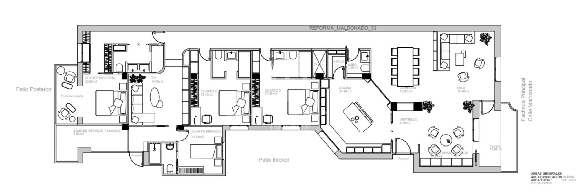 Renovierte Außenwohnung in Castellana, Madrid