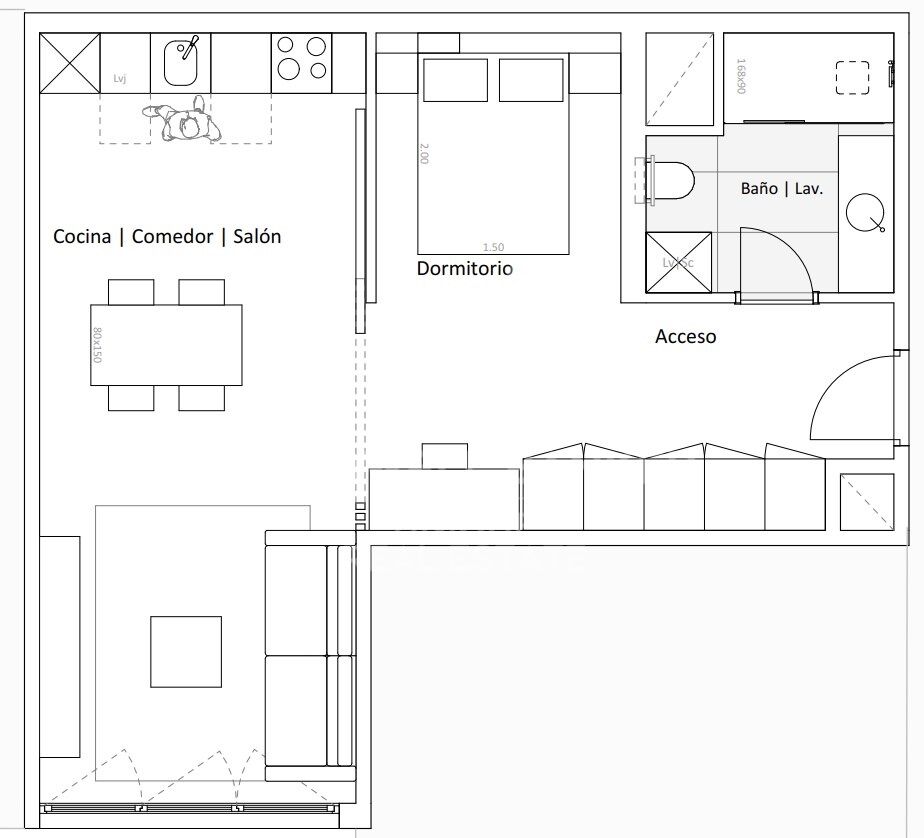Piso exterior de 1 habitación en Colón, Madrid