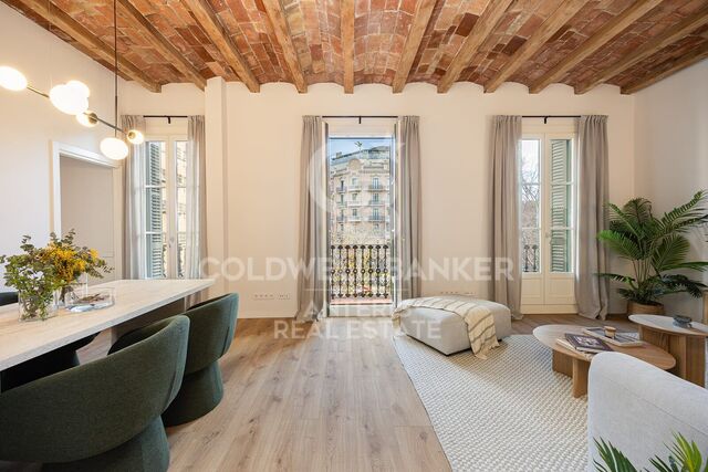 Bright exterior apartment in a classic period building on Aribau Street