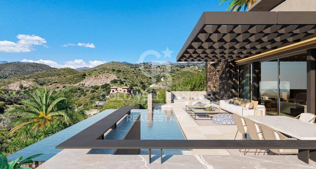 Villa contemporaine exceptionnelle avec piscine à débordement et vues panoramiques sur la mer à El Rosario, Marbella Est