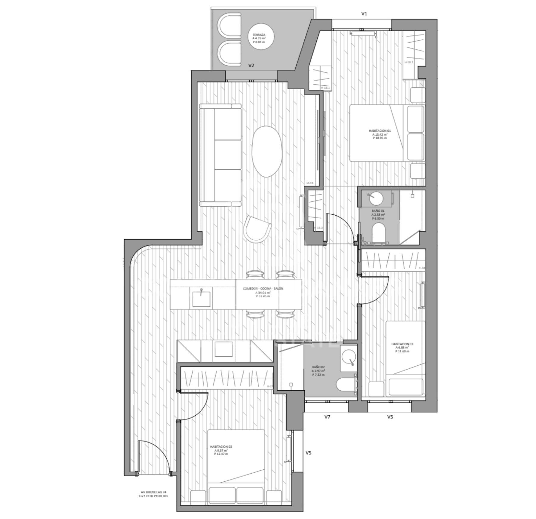 Piso exterior reformado en Guindalera, Madrid