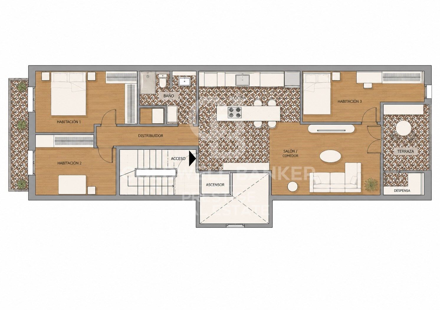 Renovated Apartment with Terrace in Eixample, Barcelona