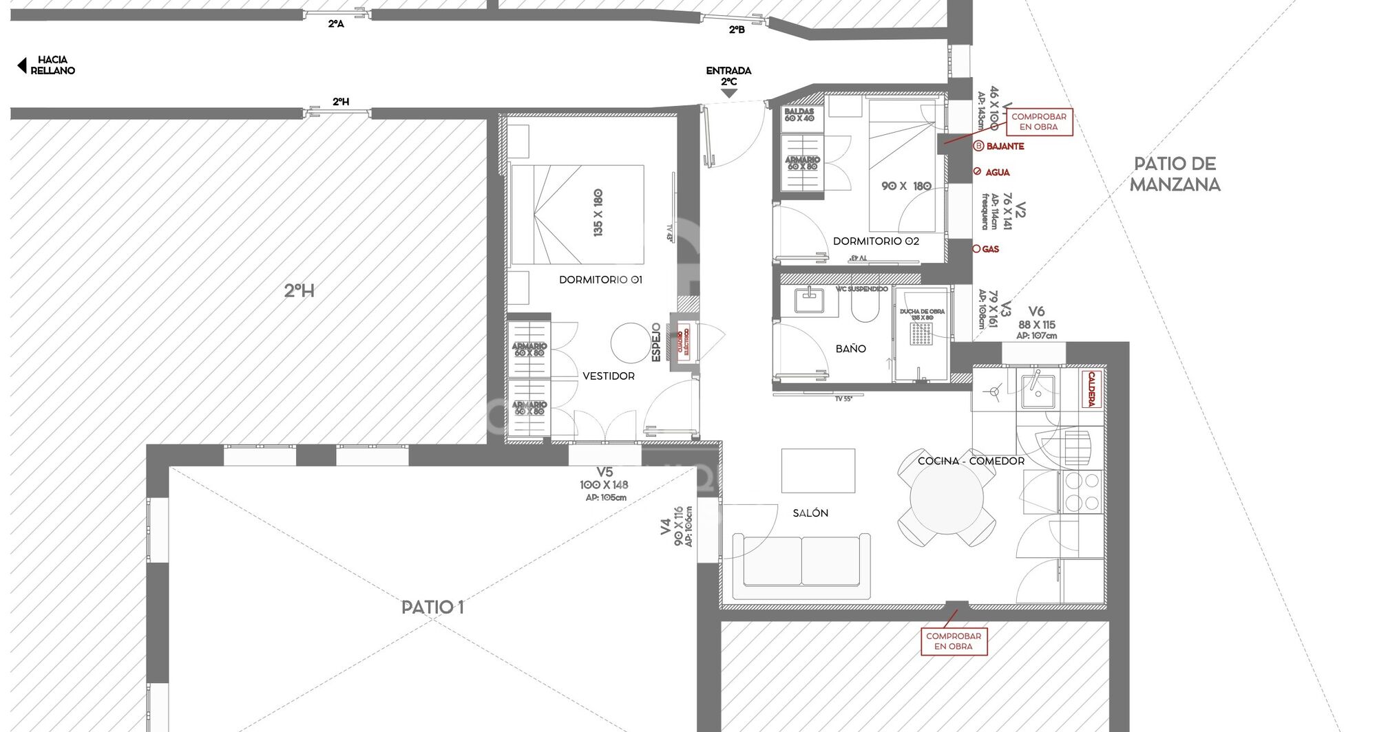 Appartement intérieur de 2 chambres dans le quartier de Salamanque