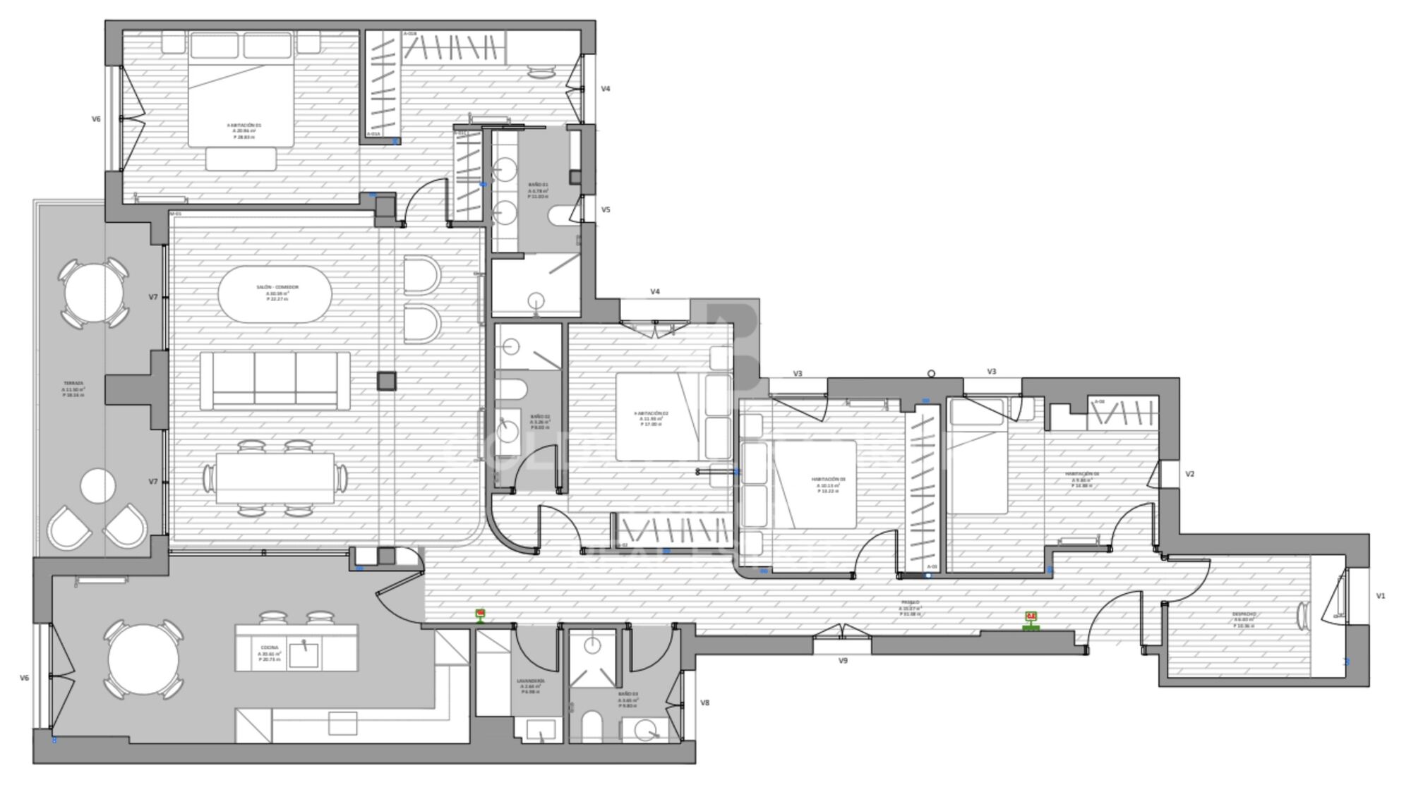 Piso de 4 habitaciones, terraza y garaje en Cuatro caminos