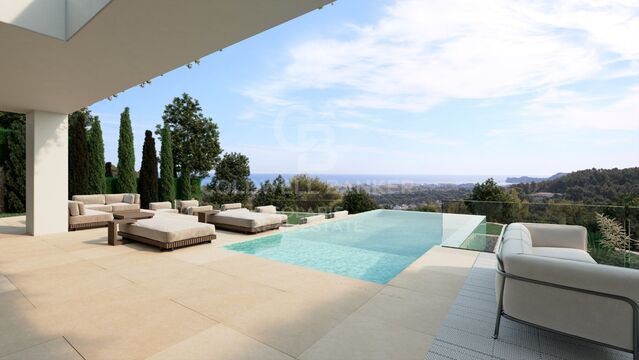 Villa de luxe exclusive en cours de construction orientée plein sud avec vue panoramique sur la mer à Javea