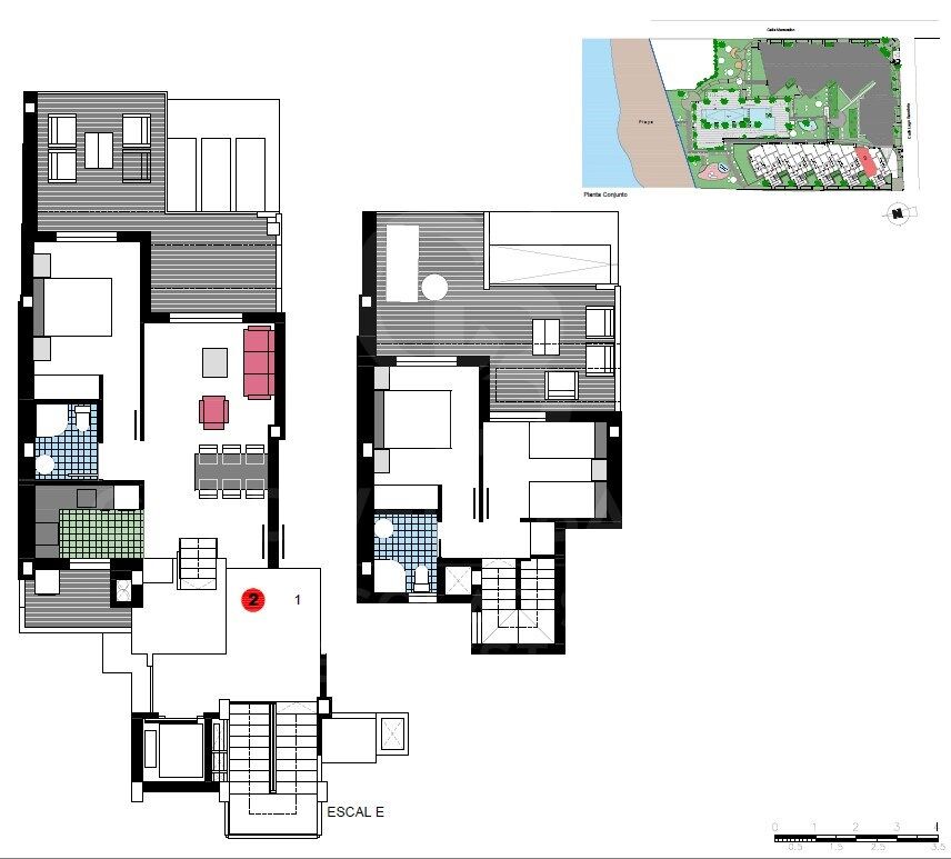 Penthouses and apartments with 2 and 3 bedrooms with terrace in Urbanization a meters from La Playa in Dénia