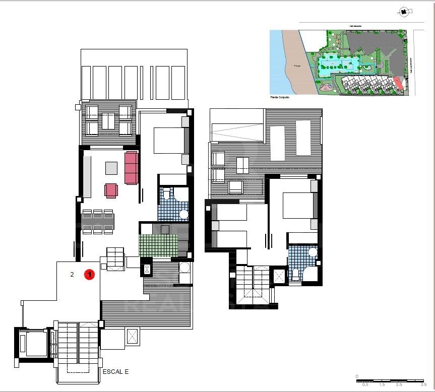 Penthouses and apartments with 2 and 3 bedrooms with terrace in Urbanization a meters from La Playa in Dénia