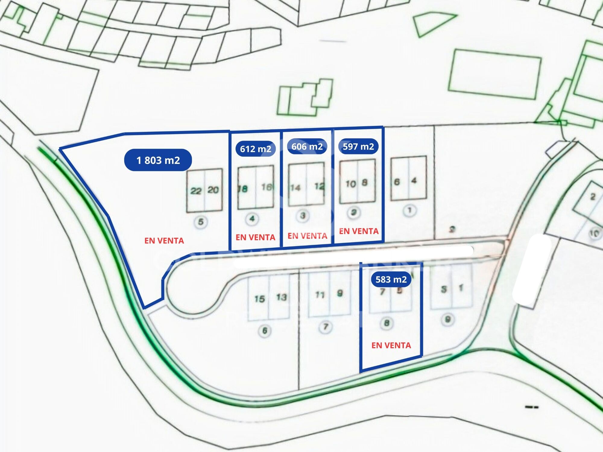 5 Grundstücke für den Bau von 5 bis 10 Häusern in Biure