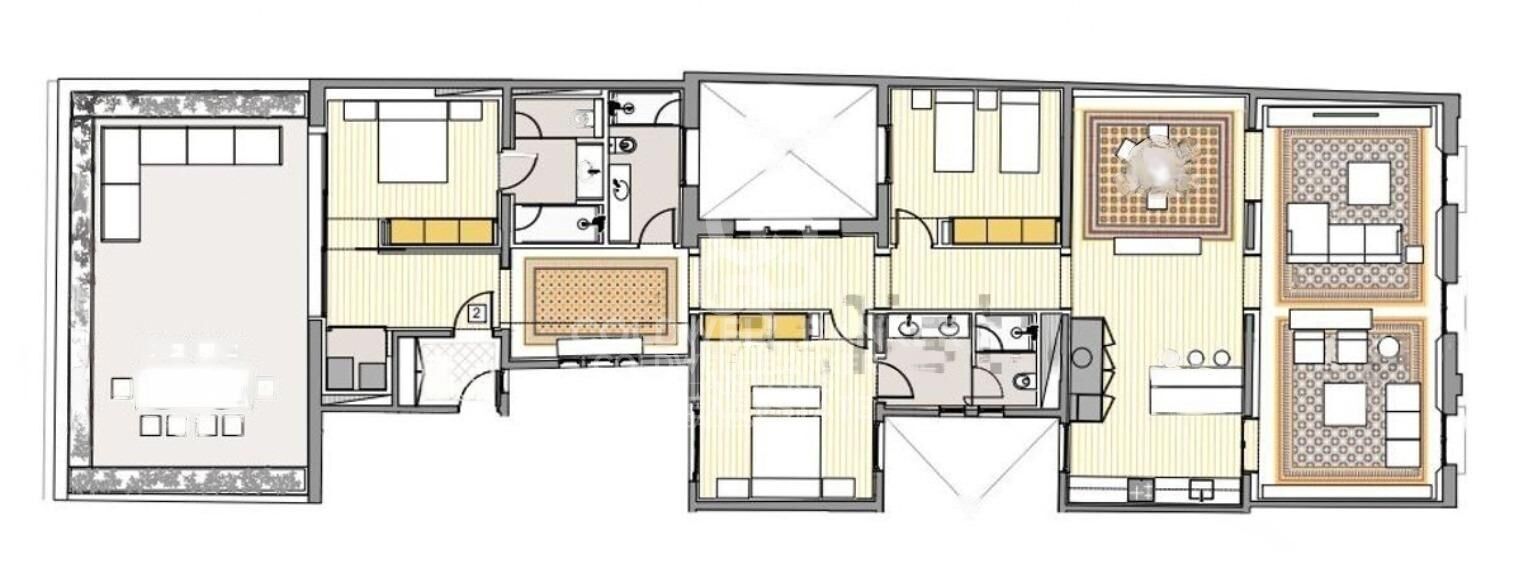 New development with modernist elements and sea views.