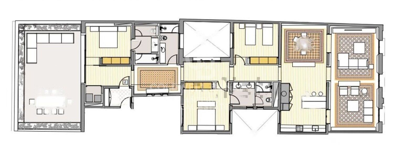 New development with modernist elements and sea views.