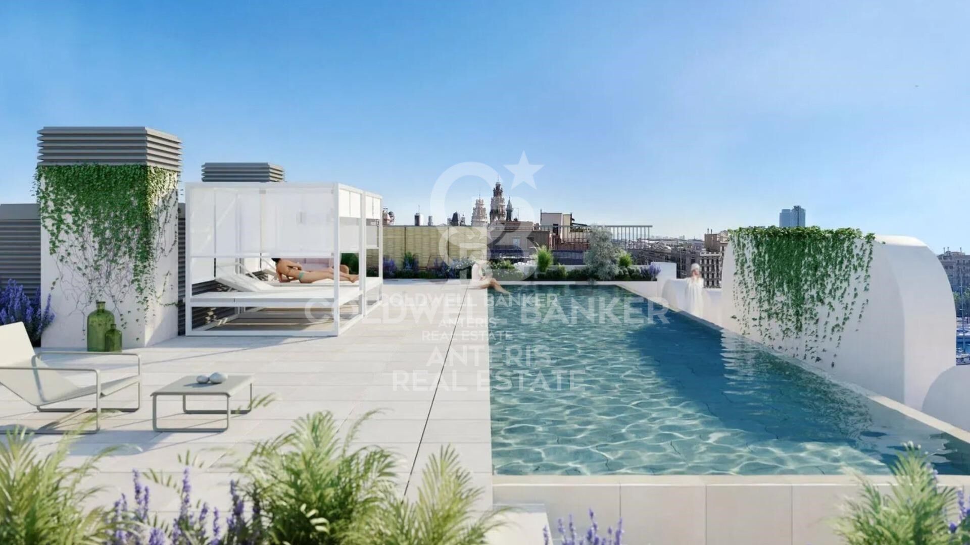 Promoción de obra nueva con pisos de lujo y piscina comunitaria