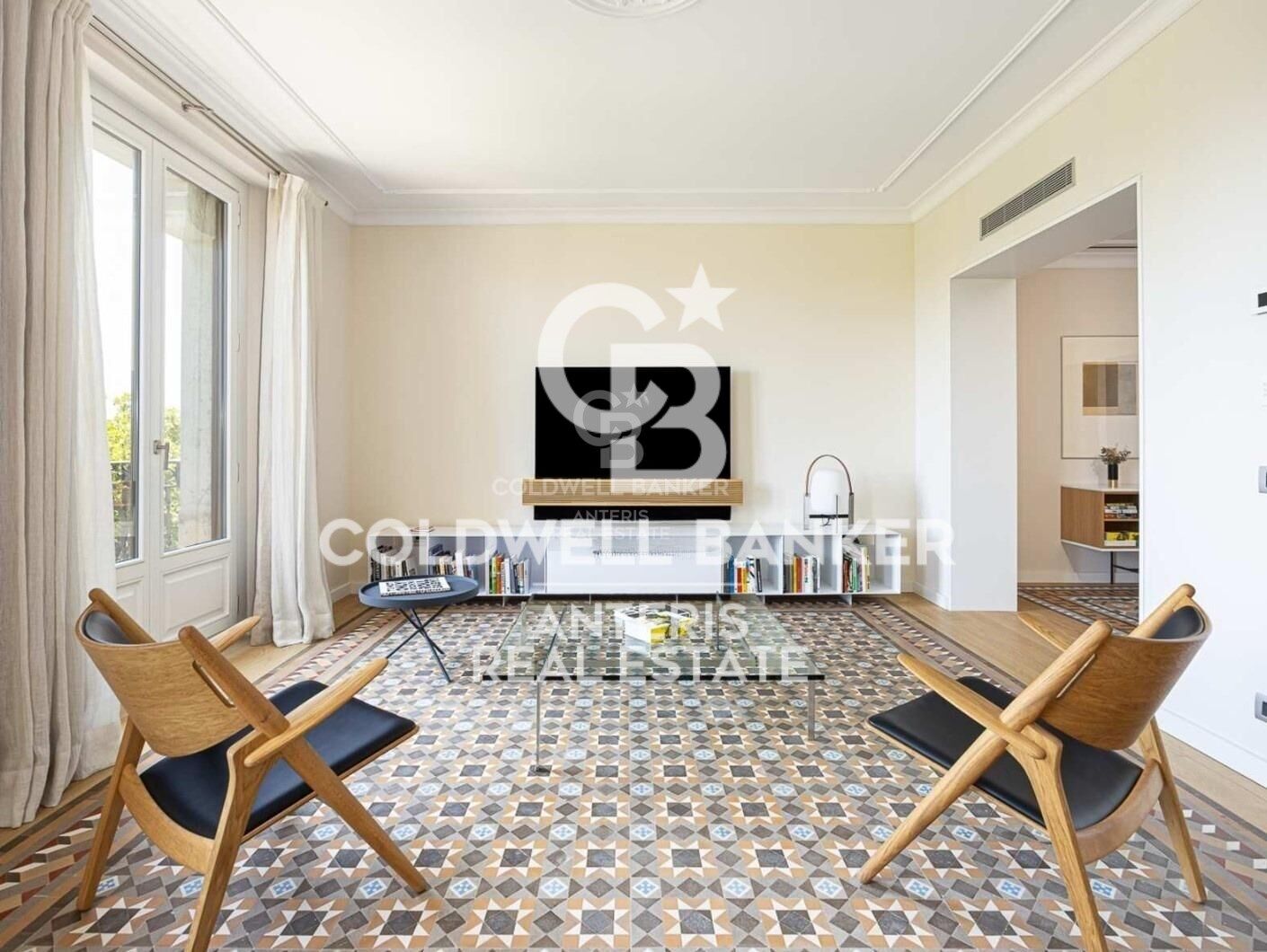 New development with modernist elements and sea views.