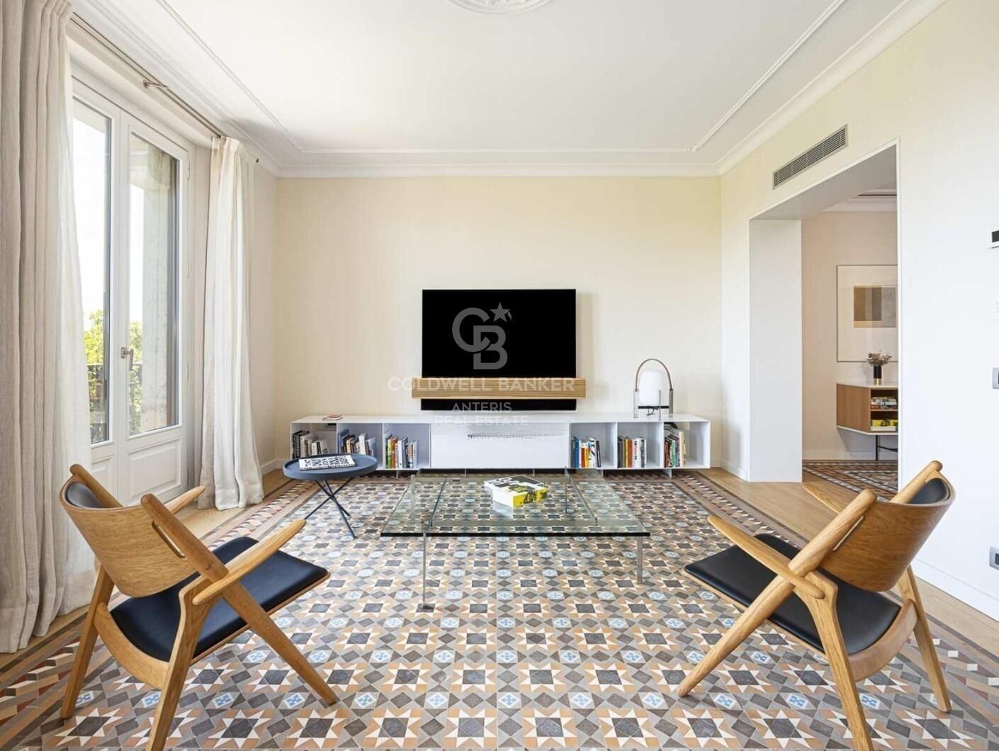 New development with modernist elements and sea views.
