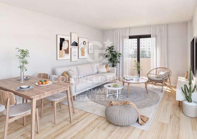 Entwicklung von 12 Wohnungen in Sagrada Familia, mit Terrasse, Garage und Abstellraum.