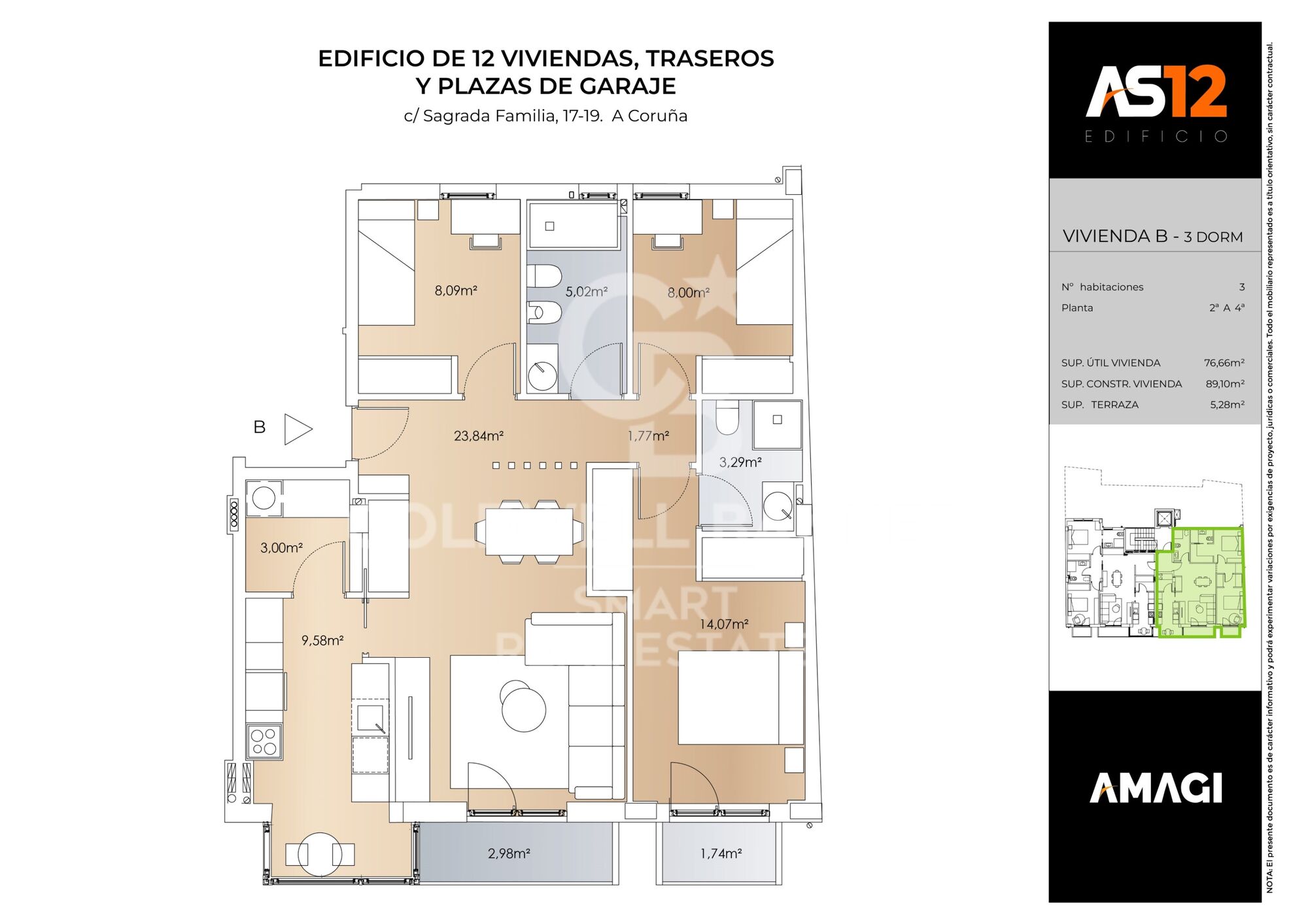 Development of 12 flats in Sagrada Familia, with terrace, garage and storage room.