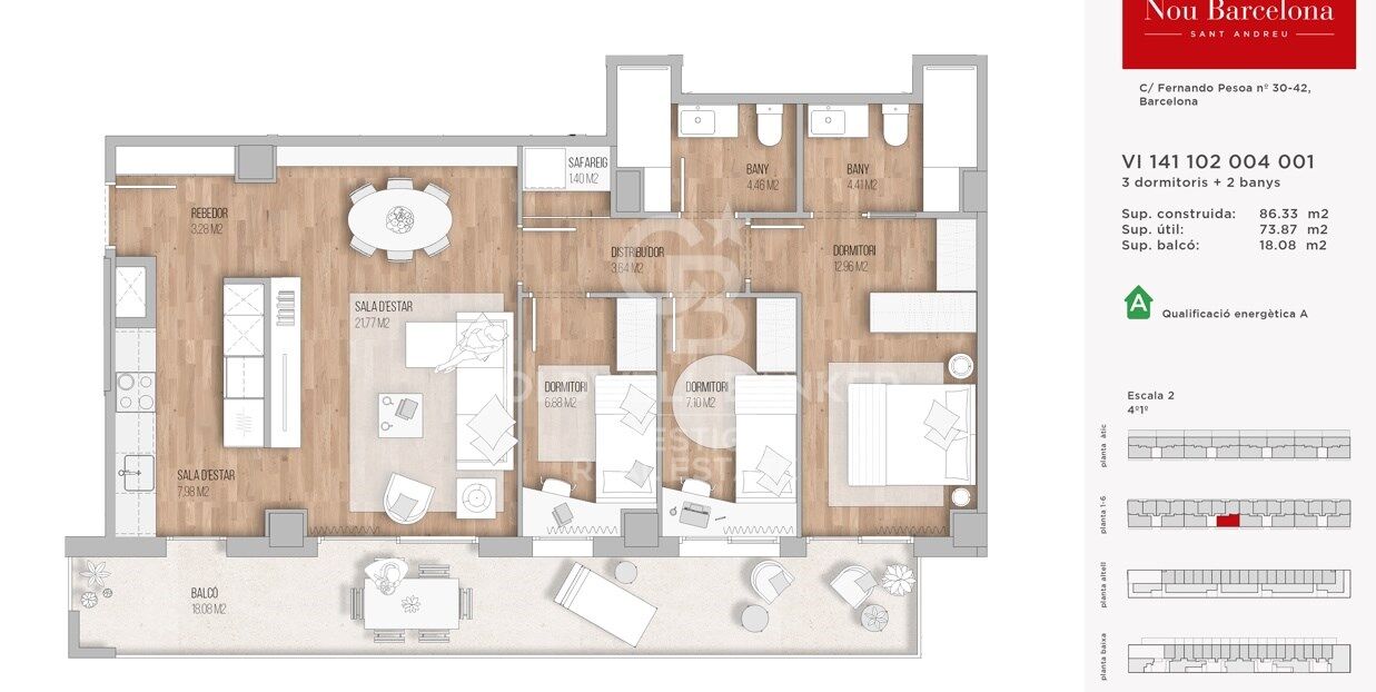 Spacious new-build apartment with 3 bedrooms and a large balcony