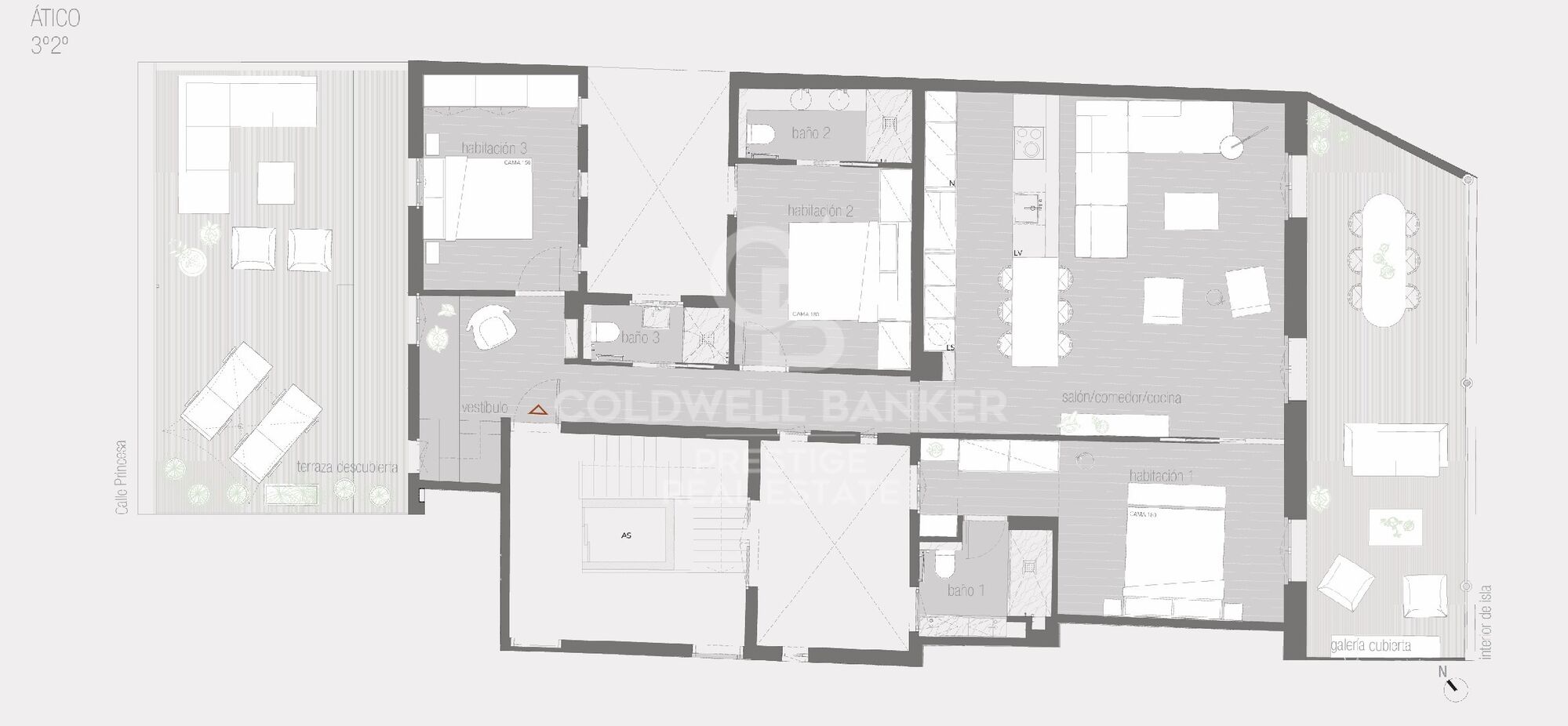Brand-new penthouse with furniture and two terraces in a historic building. El Born, Barcelona