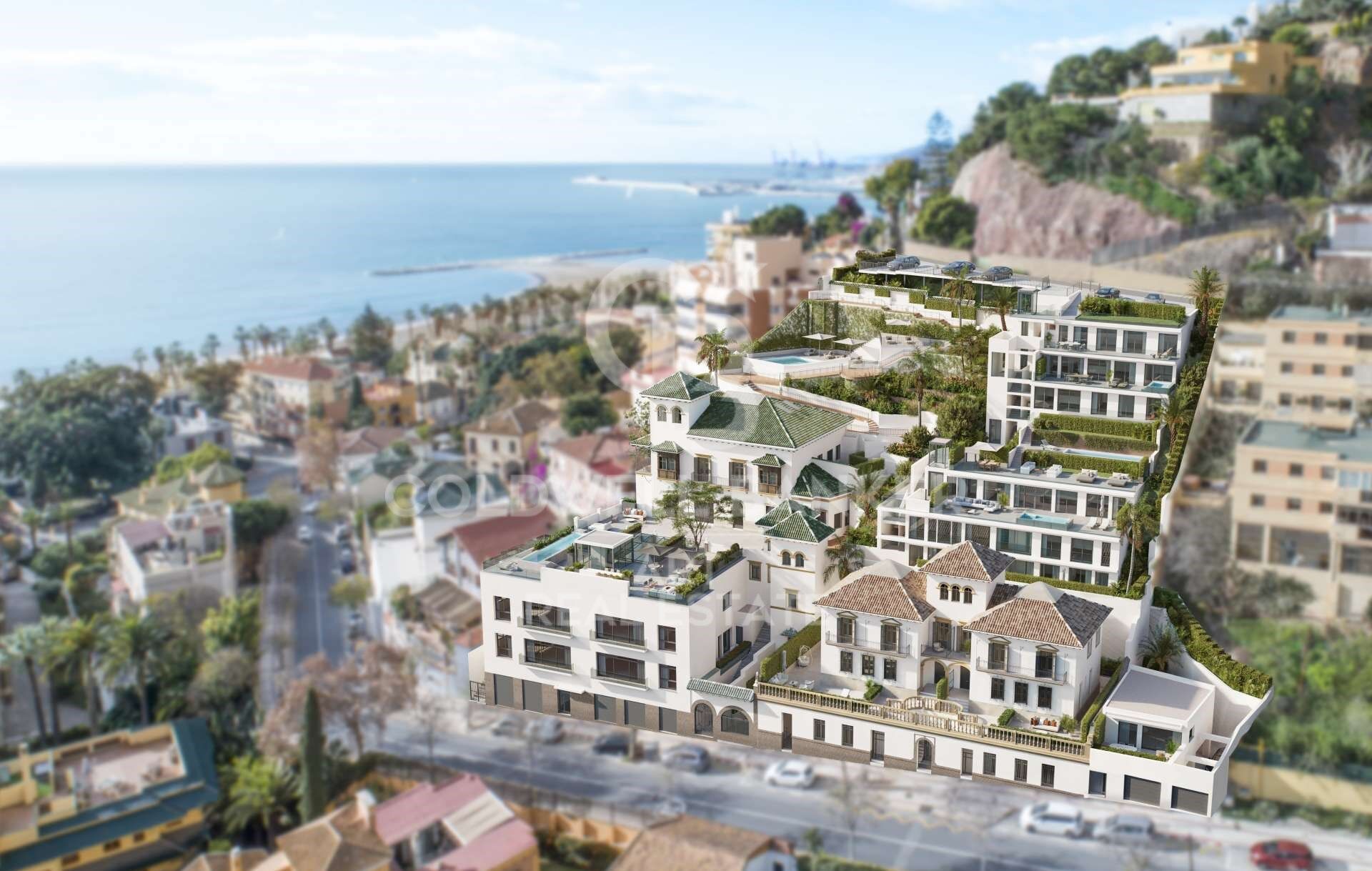 Résidences de luxe avec vue sur la mer dans l'un des quartiers les plus prestigieux de Málaga