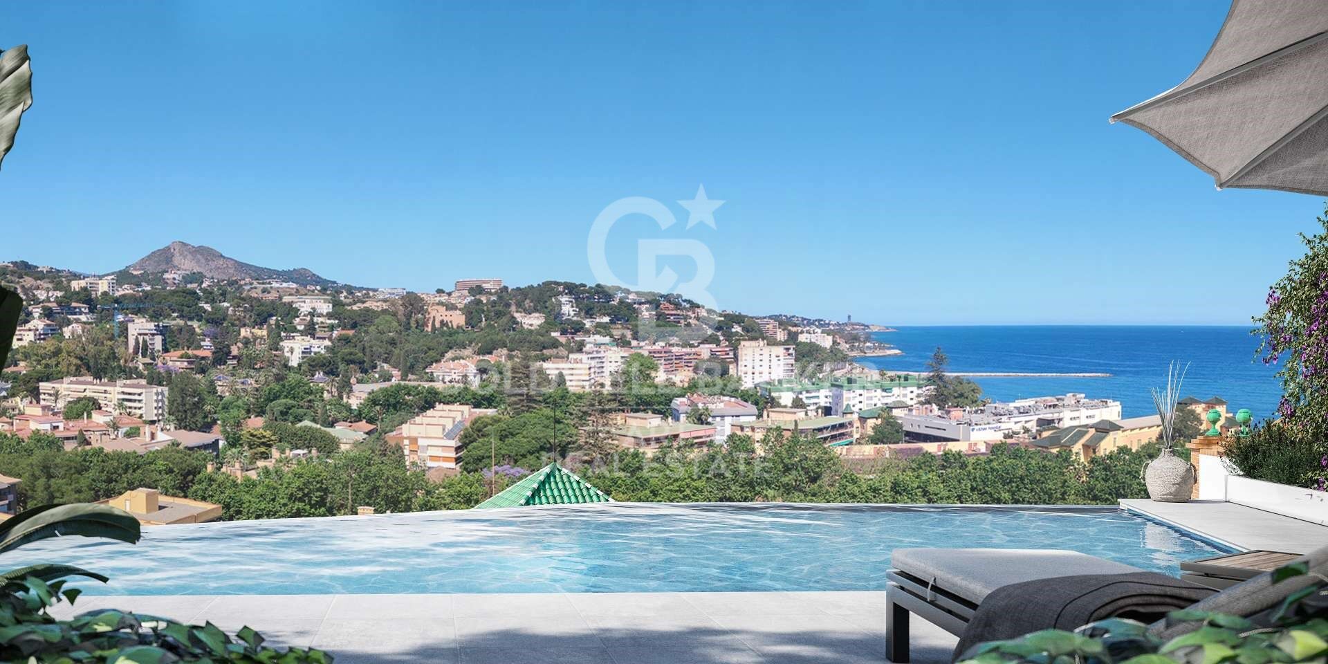 Résidences de luxe avec vue sur la mer dans l'un des quartiers les plus prestigieux de Málaga