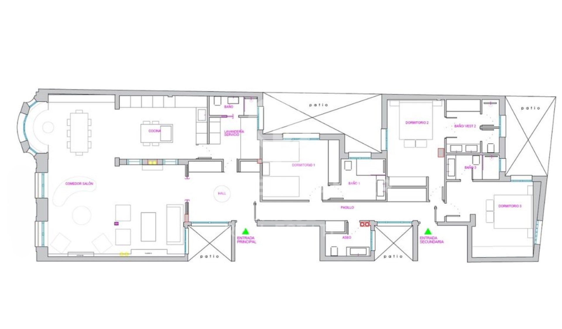 Completely refurbished 3 bedroom flat with views of the Retiro Park