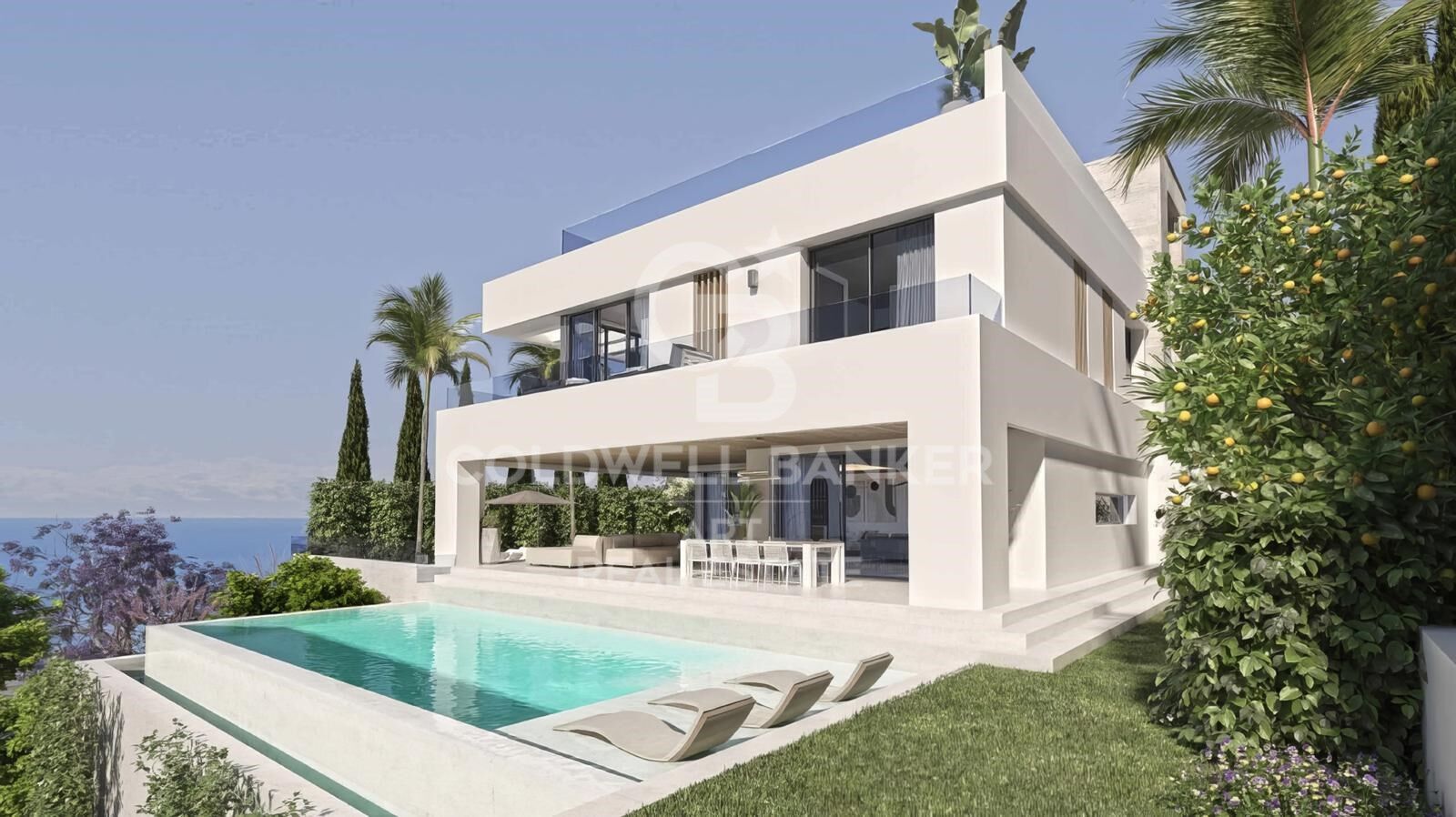 Luxusvilla mit Panoramablick auf das Meer in Bahía de las Rocas, Manilva