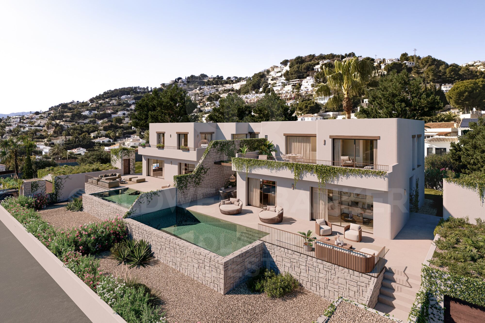 Ibizenkische Eleganz in Moraira: Neue Villa mit Pool, Garten und freiem Blick
