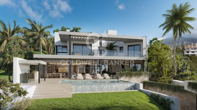 Villa individuelle avec vue panoramique sur le Golden Mile, Marbella