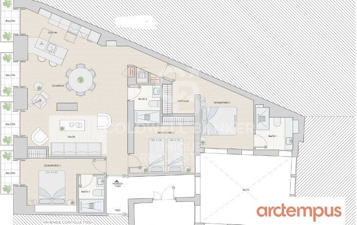 Brandneue Wohnung mit 3 Schlafzimmern und 4 Balkonen in Malasaña, Madrid