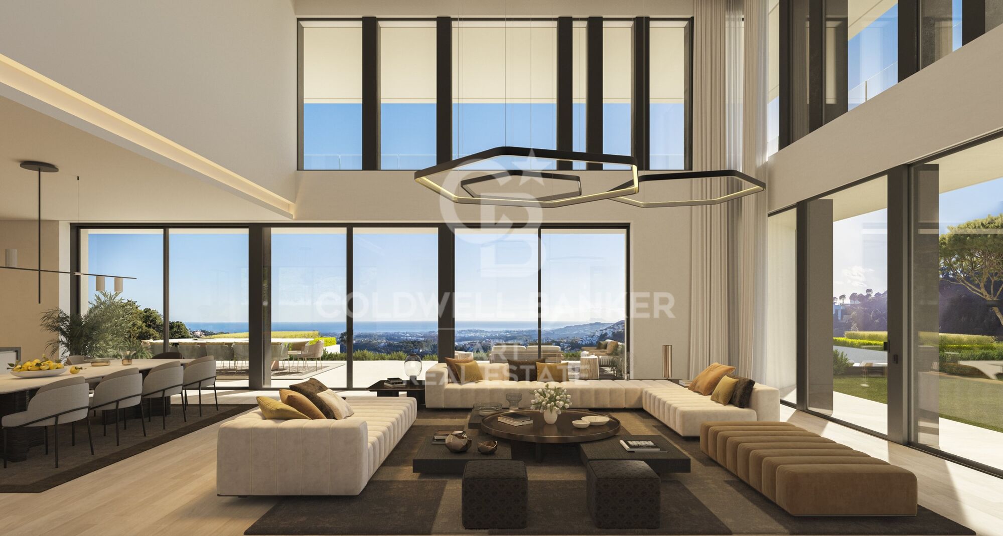 Stunning designer villa in the heart of El Madroñal, with spectacular panoramic views of the Mediterranean Sea