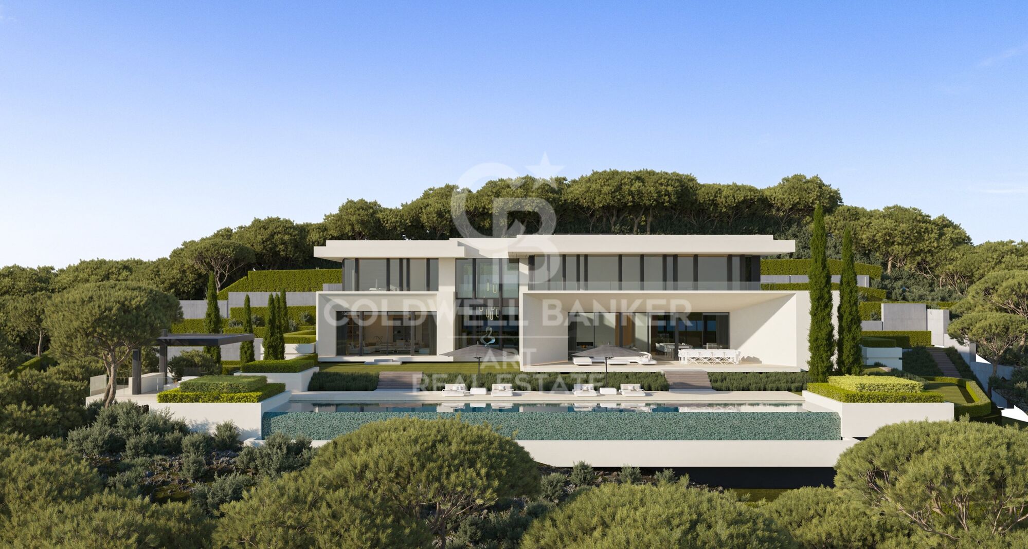 Stunning designer villa in the heart of El Madroñal, with spectacular panoramic views of the Mediterranean Sea