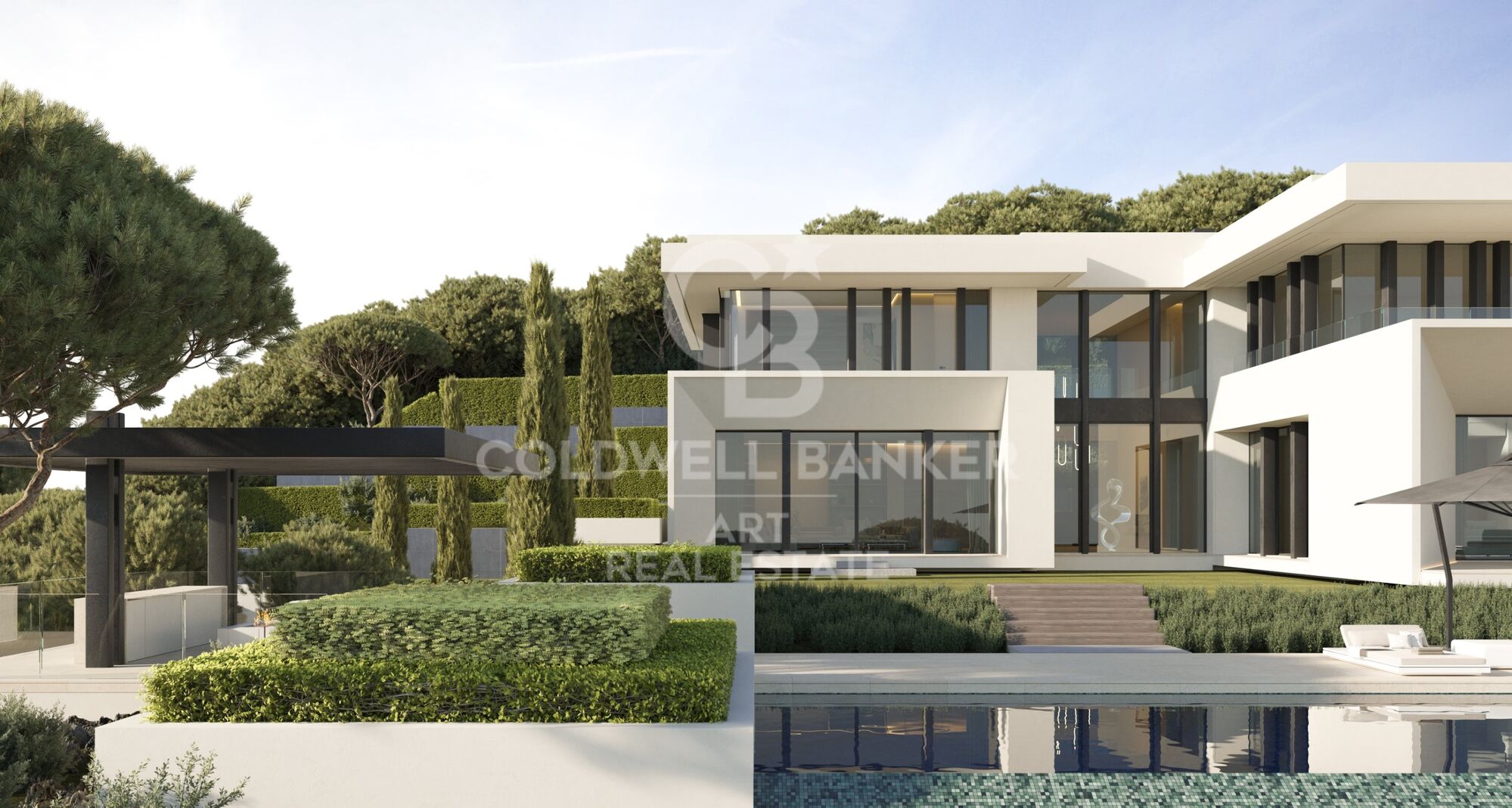 Stunning designer villa in the heart of El Madroñal, with spectacular panoramic views of the Mediterranean Sea