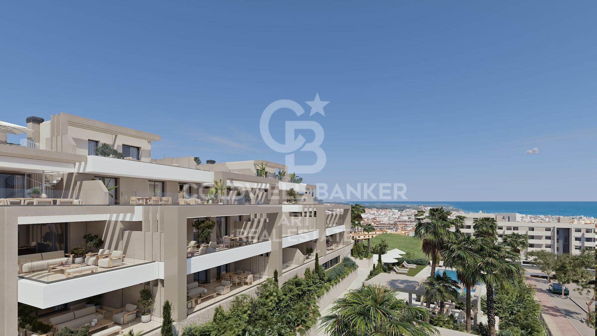 Apartamentos y áticos de 2 y 3 dormitorios con vistas en Estepona