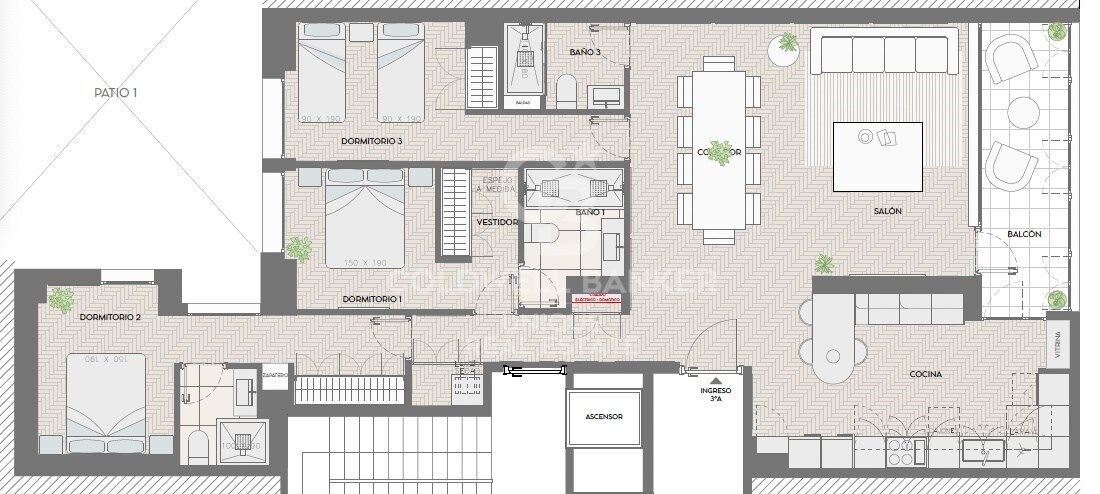 Piso exterior a estrenar de 3 habitaciones con terraza en Castellana, Madrid