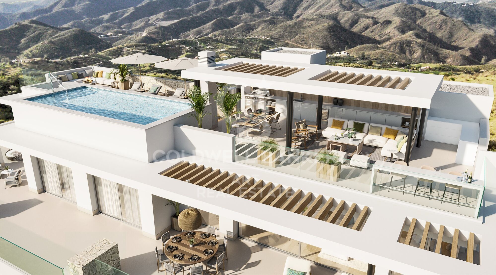 Luxusresidenzen mit privatem Pool und Premium-Annehmlichkeiten an der Mittelmeerküste