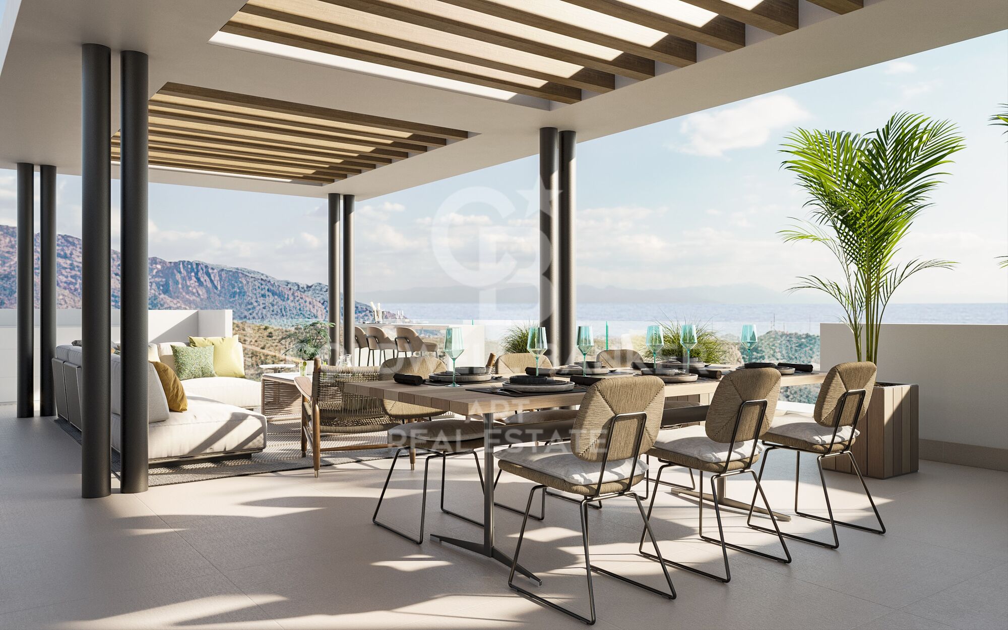 Luxusresidenzen mit privatem Pool und Premium-Annehmlichkeiten an der Mittelmeerküste